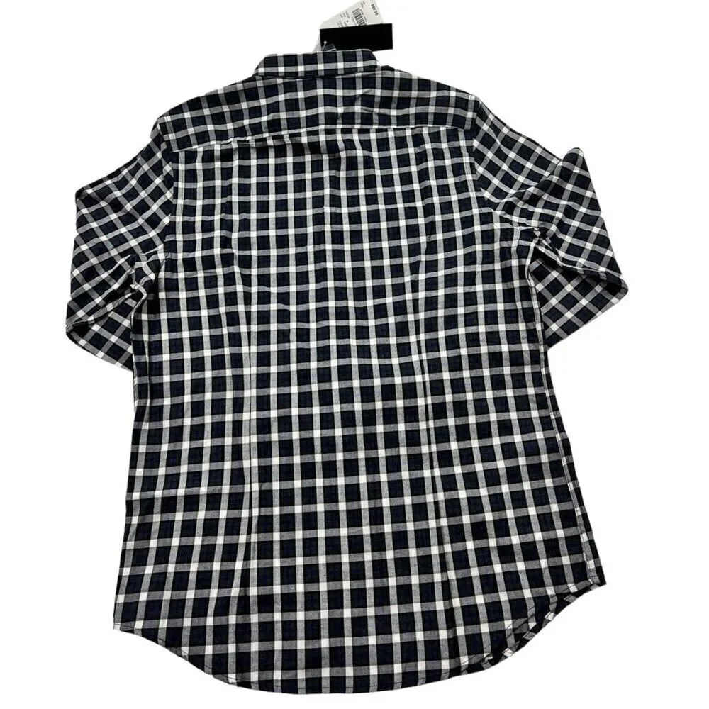 New The Mens Store Men Grey Plaid Shirt Classic Long Sleeve Button Down US M - Picture 3 of 6
